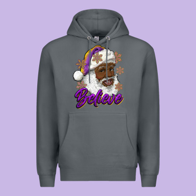 Premium Hoodie believe purple and gold african american santa