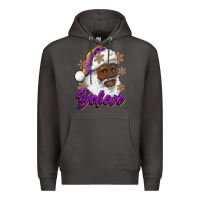 Smoke believe purple and gold african american santa Premium Hoodie - RanaPortraitStore