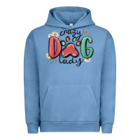 Pigment Pebble Blue crazy dog lady Urban Hoodie - MaliasSmallBusiness