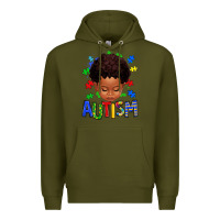 Army Green autism afro kid full face Premium Hoodie - texasbilliewilder