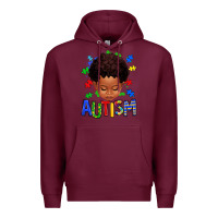 Burgundy autism afro kid full face Premium Hoodie - texasbilliewilder