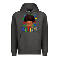 Charcoal Heather autism afro kid full face Premium Hoodie - texasbilliewilder