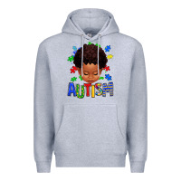 Heather Grey autism afro kid full face Premium Hoodie - texasbilliewilder