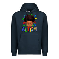 Navy autism afro kid full face Premium Hoodie - texasbilliewilder