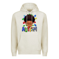Oatmeal Heather autism afro kid full face Premium Hoodie - texasbilliewilder