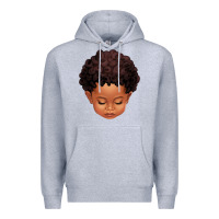 Heather Grey cute afro boy Premium Hoodie - texasbilliewilder
