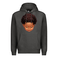 Charcoal Heather cute afro boy Premium Hoodie - texasbilliewilder
