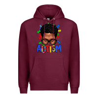 Burgundy autism afro man Premium Hoodie - texasbilliewilder