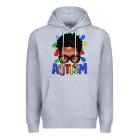 Heather Grey autism afro man Premium Hoodie - texasbilliewilder