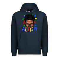 Navy autism afro man Premium Hoodie - texasbilliewilder
