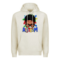 Oatmeal Heather autism afro man Premium Hoodie - texasbilliewilder