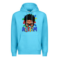 Ocean Blue autism afro man Premium Hoodie - texasbilliewilder