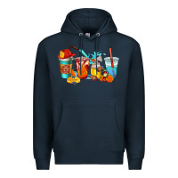 Navy firefighter coffee cups Premium Hoodie - AdoDesignShop