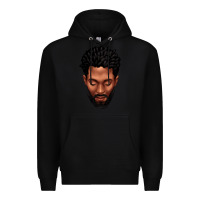 Black bearded black man portrait Premium Hoodie - texasbilliewilder
