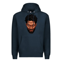 Navy bearded black man portrait Premium Hoodie - texasbilliewilder