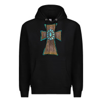 Black Wood Turquoise Gemstone Cross Premium Hoodie - RanaPortraitStore