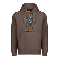 Coffee Wood Turquoise Gemstone Cross Premium Hoodie - RanaPortraitStore