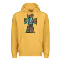 Mustard Wood Turquoise Gemstone Cross Premium Hoodie - RanaPortraitStore