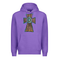 Purple Wood Turquoise Gemstone Cross Premium Hoodie - RanaPortraitStore