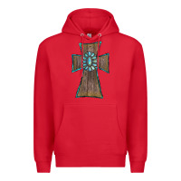 Red Wood Turquoise Gemstone Cross Premium Hoodie - RanaPortraitStore
