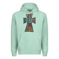 Seafoam Wood Turquoise Gemstone Cross Premium Hoodie - RanaPortraitStore