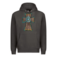 Smoke Wood Turquoise Gemstone Cross Premium Hoodie - RanaPortraitStore