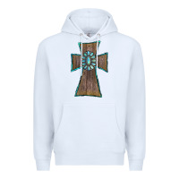 White Wood Turquoise Gemstone Cross Premium Hoodie - RanaPortraitStore