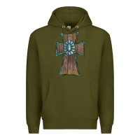 Army Green Wood Turquoise Gemstone Cross Premium Hoodie - RanaPortraitStore