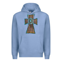 Colony Blue Wood Turquoise Gemstone Cross Premium Hoodie - RanaPortraitStore