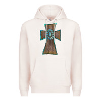 Pale Pink Wood Turquoise Gemstone Cross Premium Hoodie - RanaPortraitStore