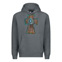 Rock Wood Turquoise Gemstone Cross Premium Hoodie - RanaPortraitStore
