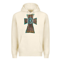 Tofu Wood Turquoise Gemstone Cross Premium Hoodie - RanaPortraitStore