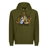 Army Green Joy To The World Baby Jesus Christmas Premium Hoodie - RanaPortraitStore
