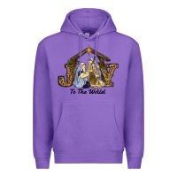 Purple Joy To The World Baby Jesus Christmas Premium Hoodie - RanaPortraitStore