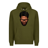 Army Green bearded black man portrait Premium Hoodie - texasbilliewilder