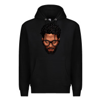 Black bearded black man portrait Premium Hoodie - texasbilliewilder