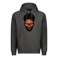 Charcoal Heather bearded black man portrait Premium Hoodie - texasbilliewilder