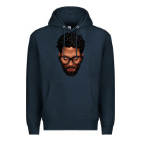 Navy bearded black man portrait Premium Hoodie - texasbilliewilder