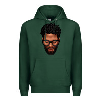 Sports Green bearded black man portrait Premium Hoodie - texasbilliewilder