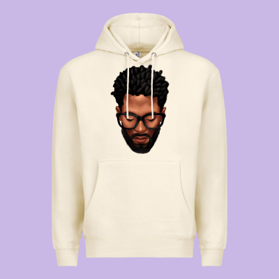 Premium Hoodie bearded black man portrait
