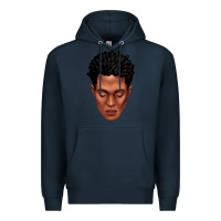 Navy black man portrait Premium Hoodie - texasbilliewilder