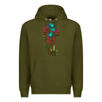 Army Green Gemstone Cross With Cactus Premium Hoodie - RanaPortraitStore