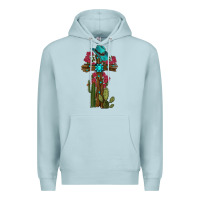 Blue Mist Gemstone Cross With Cactus Premium Hoodie - RanaPortraitStore