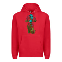 Red Gemstone Cross With Cactus Premium Hoodie - RanaPortraitStore