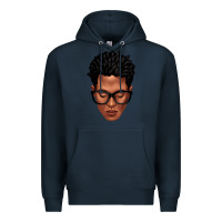 Navy black man portrait Premium Hoodie - texasbilliewilder