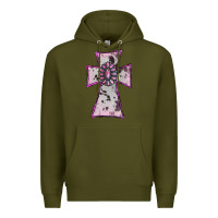 Army Green Cowhide Pink Gemstone Cross Premium Hoodie - RanaPortraitStore