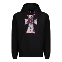 Black Cowhide Pink Gemstone Cross Premium Hoodie - RanaPortraitStore