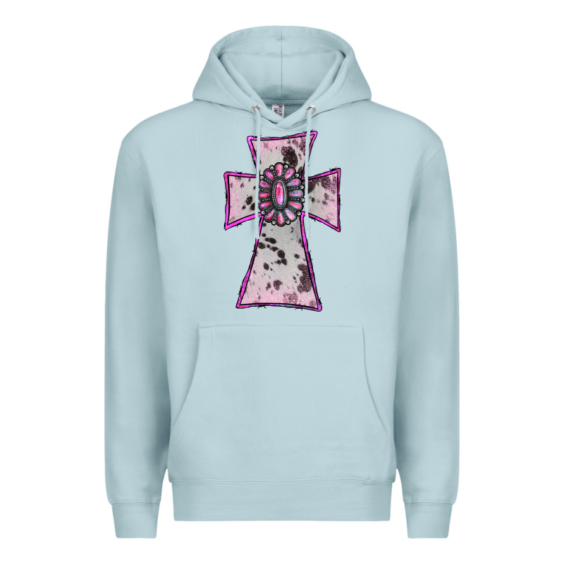 Cowhide Pink Gemstone Cross Premium Hoodie by RanaPortraitStore | Teevron