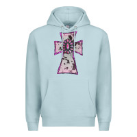 Blue Mist Cowhide Pink Gemstone Cross Premium Hoodie - RanaPortraitStore