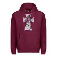 Burgundy Cowhide Pink Gemstone Cross Premium Hoodie - RanaPortraitStore